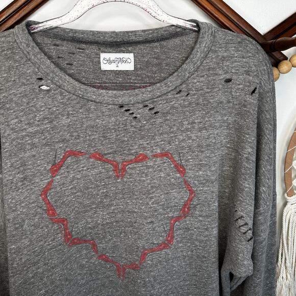 Lauren Moshi High Heel Heart Distressed Sweater - Picture 2 of 5